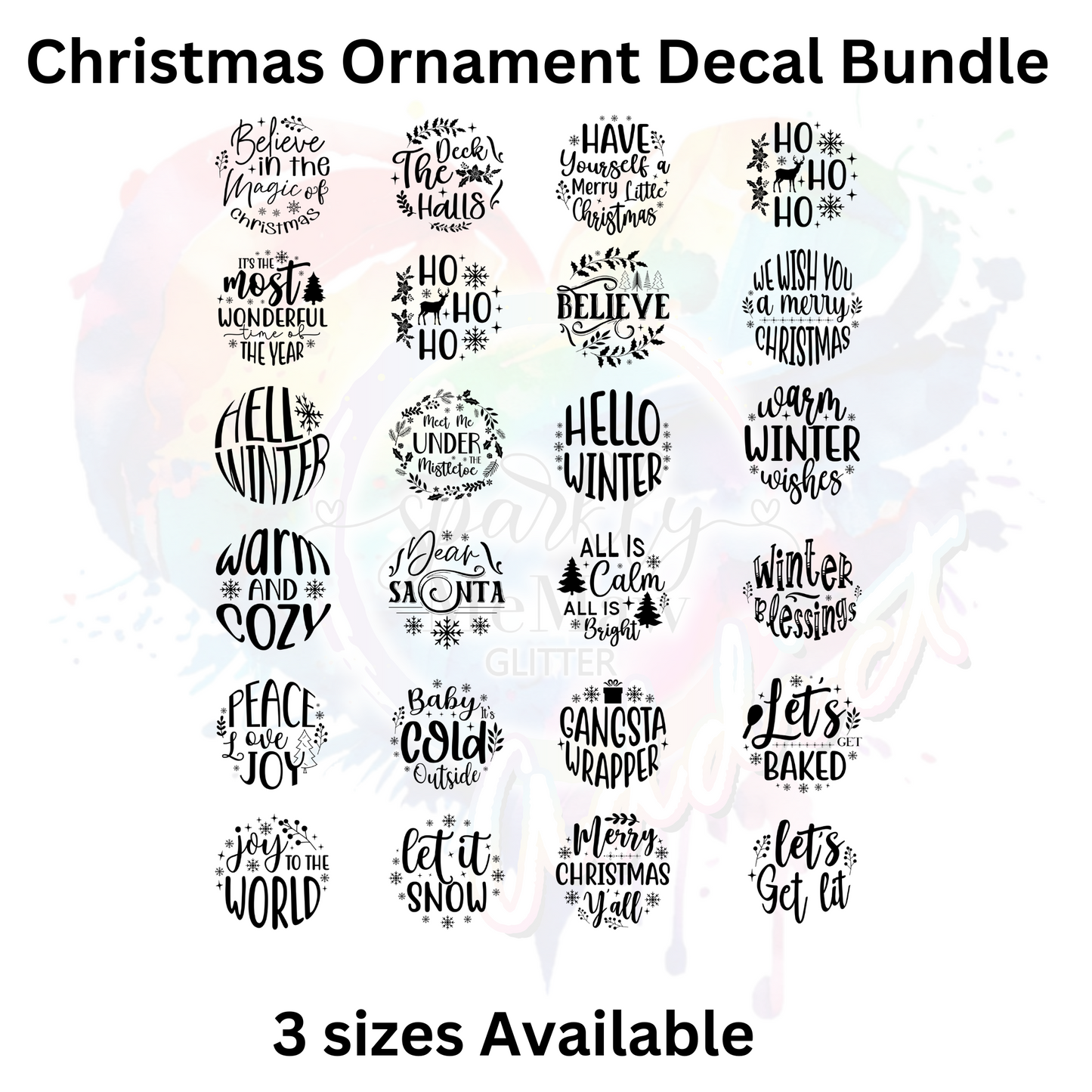 Christmas Ornament UV DTF Decal Bundle (3 Sizes)