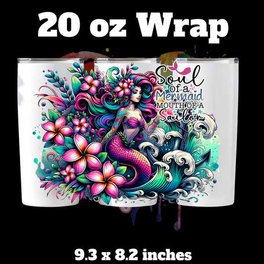 Soul of a Mermaid 20 oz UV DTF Wrap