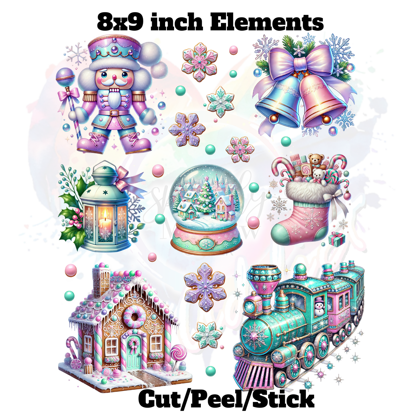 Pastel Christmas UV DTF Decal Sheet (element sheet)