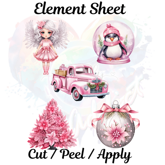 Pink Christmas UV DTF 8x9 inch Element sheet