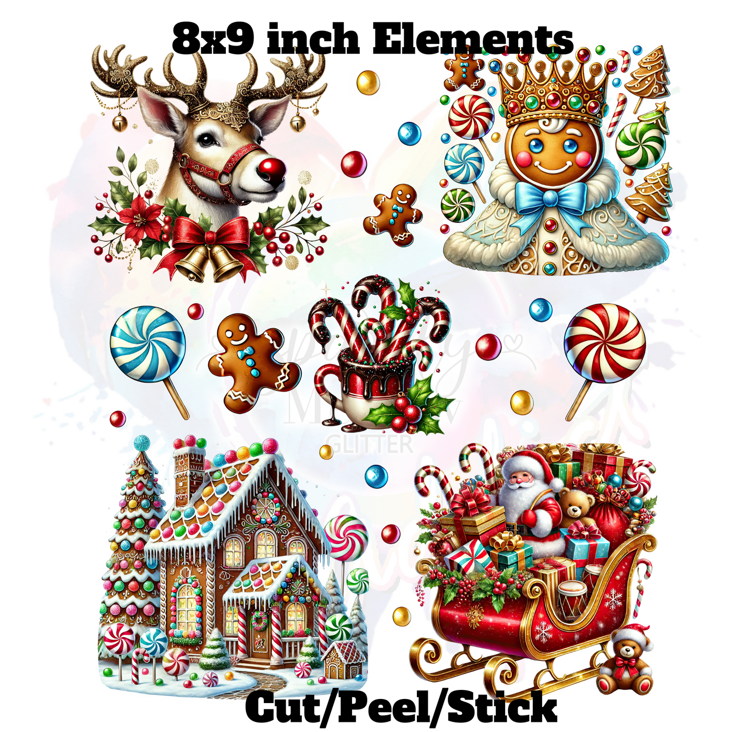 GingerBread Christmas Fun 51 UV DTF Decal Sheet