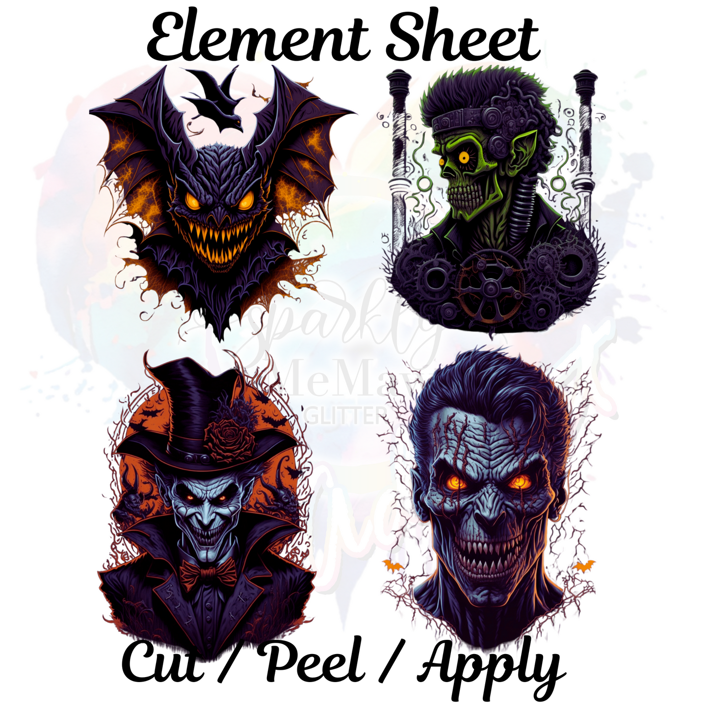 Evil Faces UV DTF Element Sheet 8x9 inches