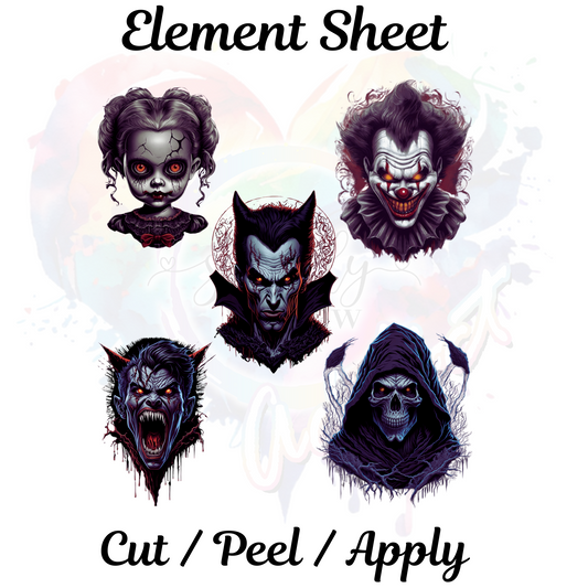 Halloween Nightmares UV DTF Element Sheet 8x9 inches