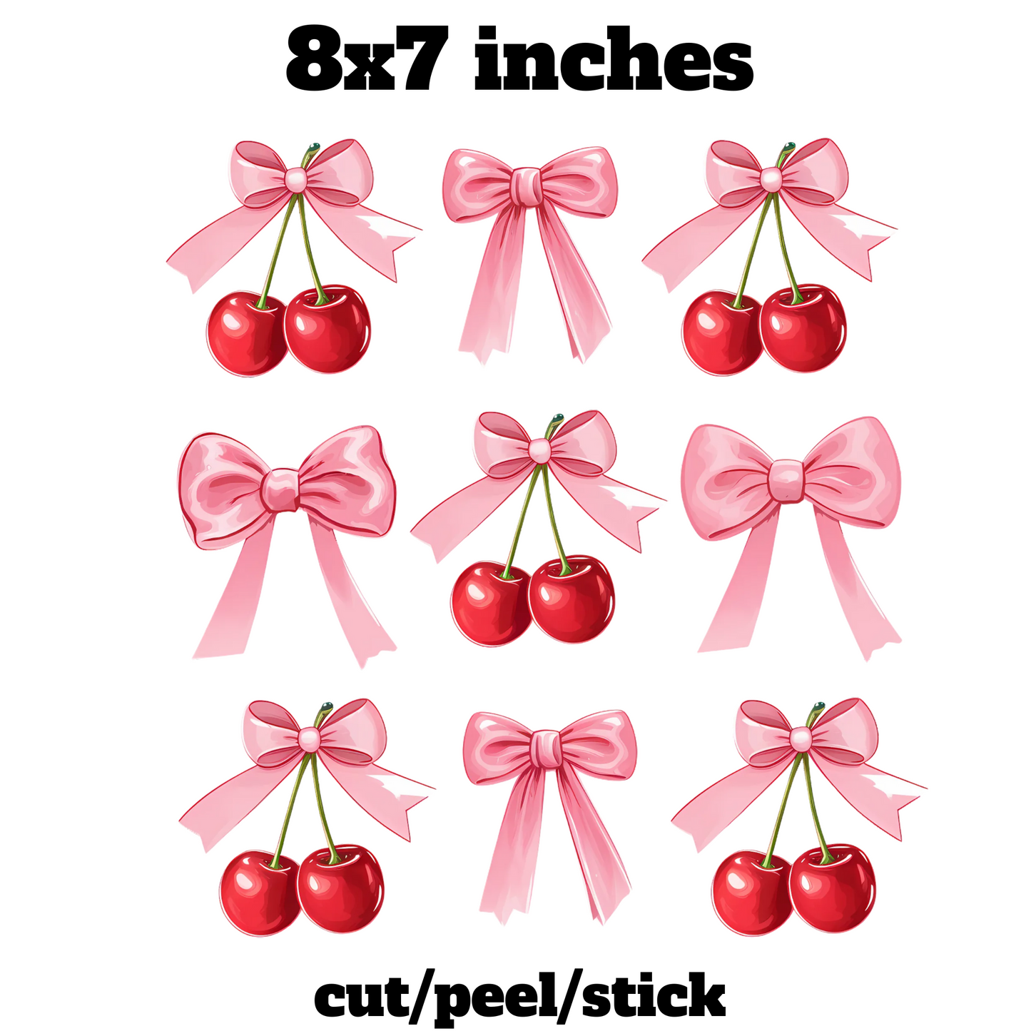 Cherry Bow UV DTF Element Sheet