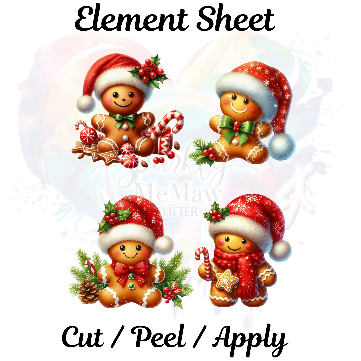 Cute Gingerbread Men UV DTF Element sheet