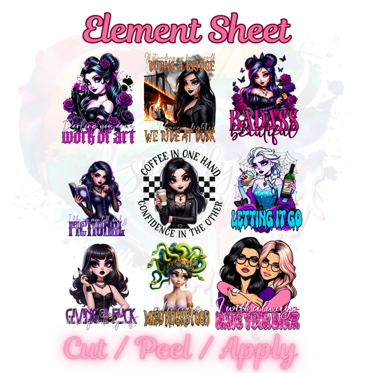 Girl Power UV DTF Element Sheet