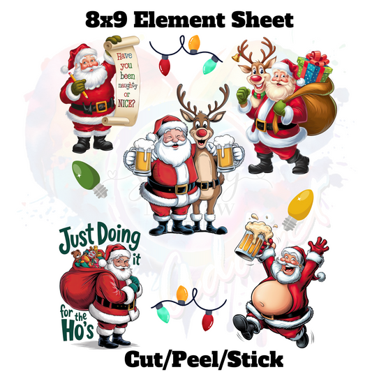 Party Santa UV DTF Element Sheet