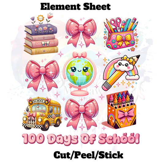 100 days of School UV DTF Element Sheet