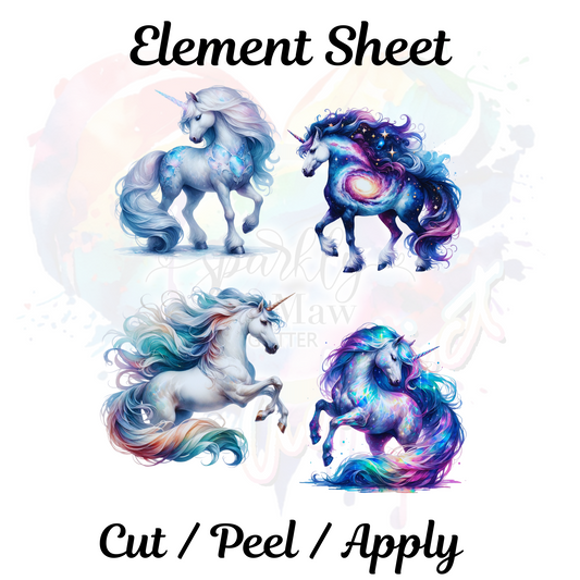 Magical Unicorns UV DTF Element Sheet 8x9 inches