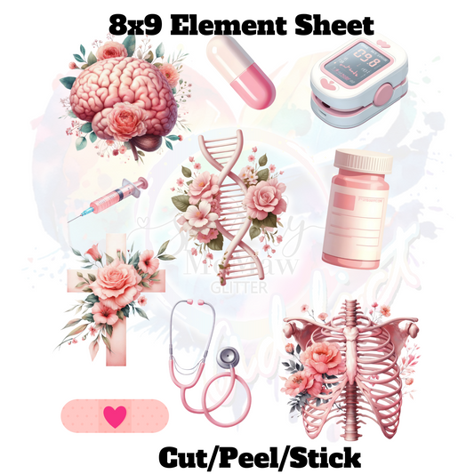 Pink Nurse UV DTF Element Sheet