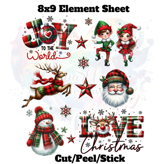 Green and Red Checkered Christmas UV DTF Element Sheet