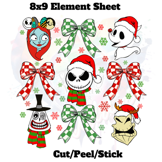 Retro Christmas Cartoon UV DTF Element Sheet