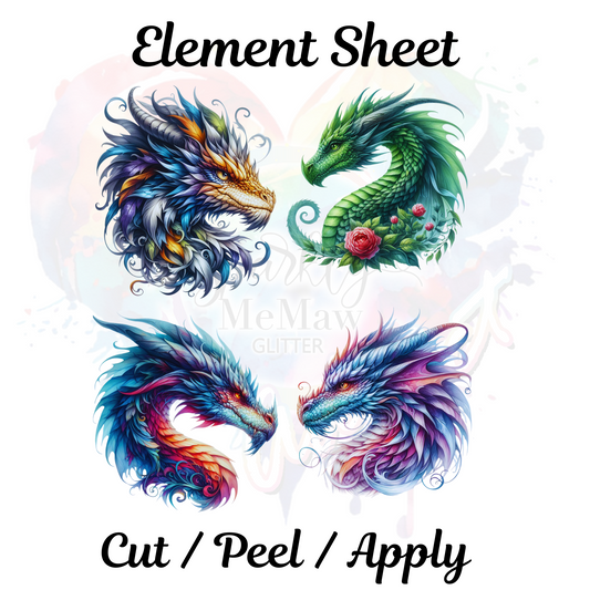 Dragons UV DTF Element Sheet 8x9 inches