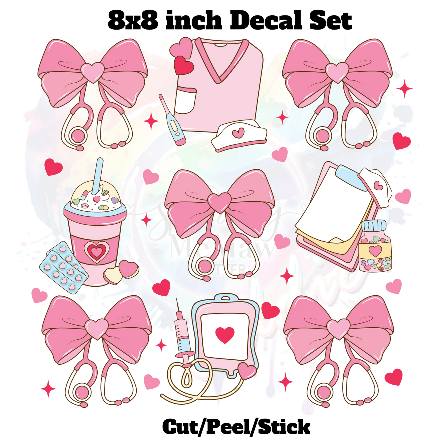 Valentine Nurse UV DTF Decal set