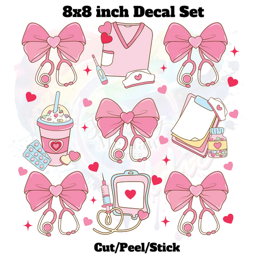 Valentine Nurse UV DTF Decal set