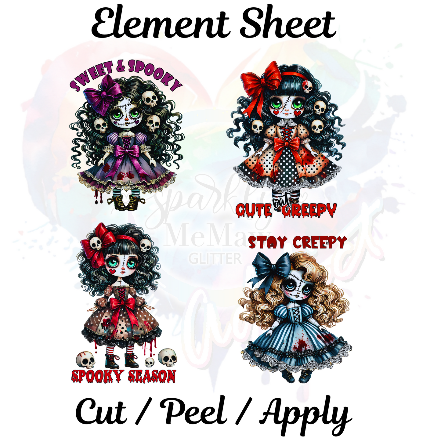 Cute but Creepy UV DTF Element sheet