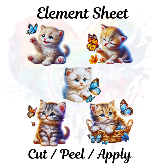 Playful Kitty UV DTF Element Sheet 8x9 inches