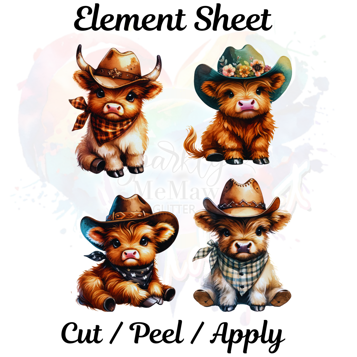 Country Cow UV DTF Element Sheet 8x9 inches