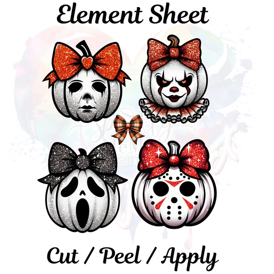 Pumpkin Faces UV DTF Element Sheet 8x9