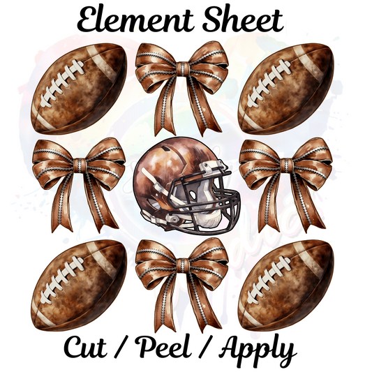 Football bow 5x7 inch UV DTF Element Sheet