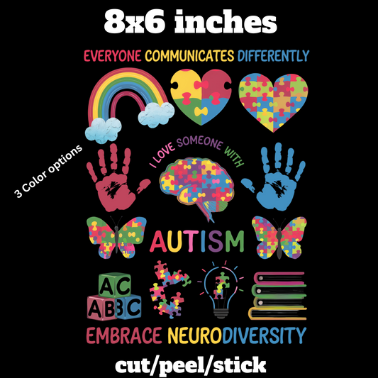 Everyone Communicates Differently 8x6 inch Decal Set (3 colors)