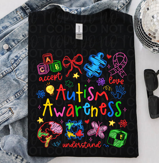 Coquette Autism Doodles DTF Transfer