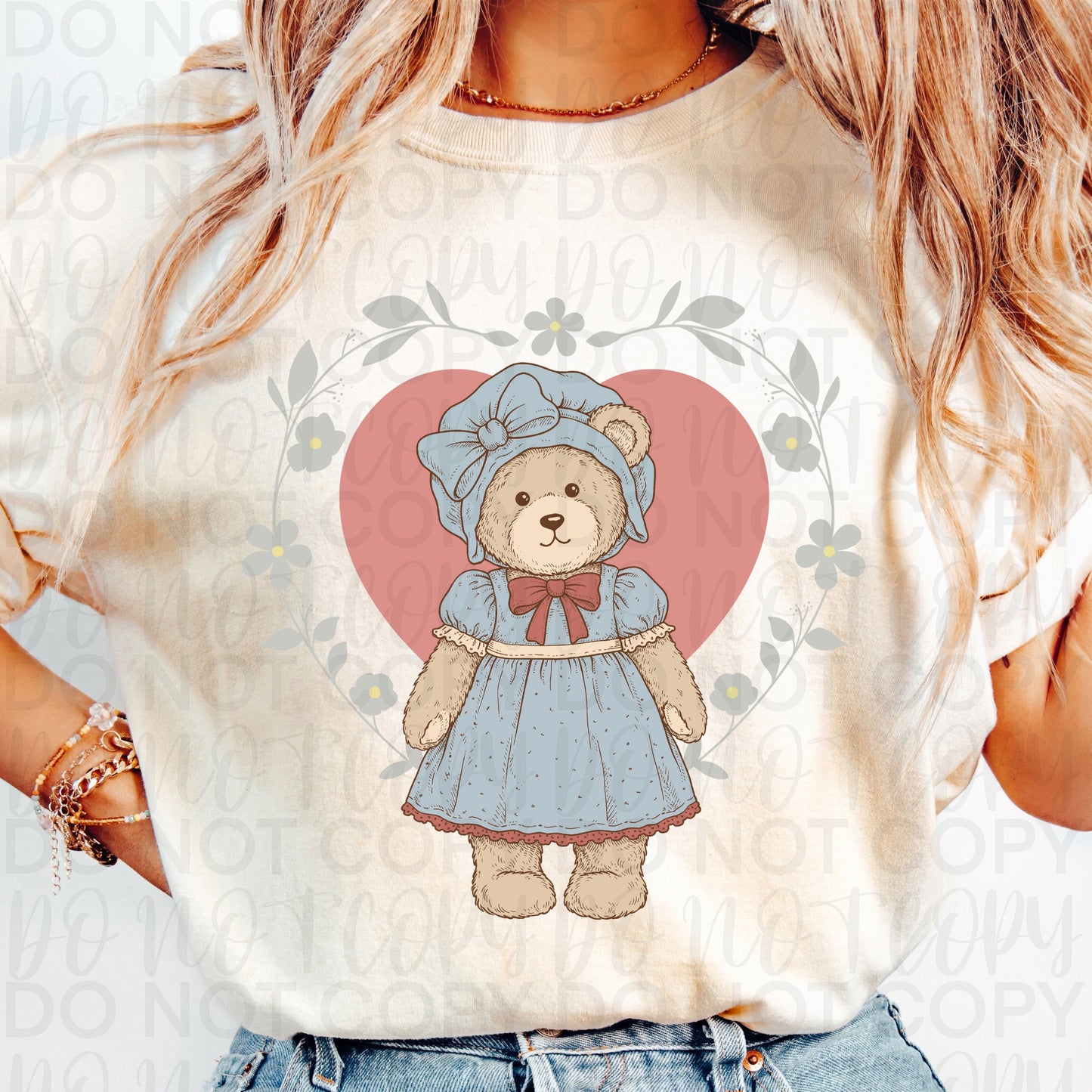 Vintage Granny Heart Bear DTF Transfer