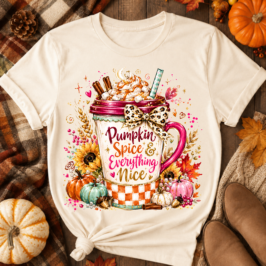 Pumpkin Spice Everything Nice Latte DTF Transfer for fabrics