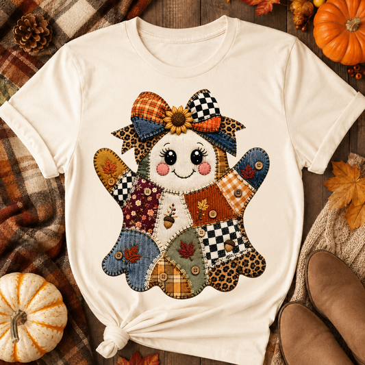 Patchwork Fall Ghost DTF Transfer for fabrics