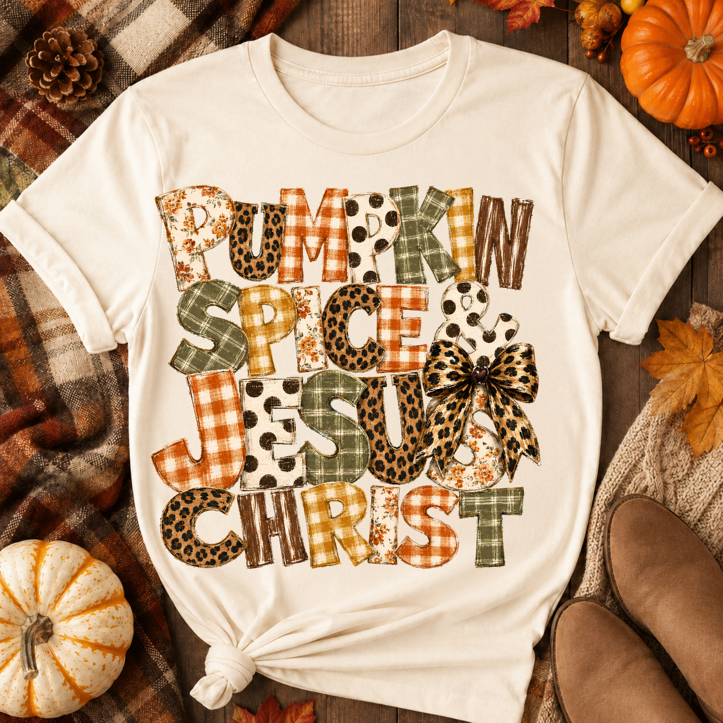 Pumpkin Spice & Jesus Christ DTF Transfer for fabrics
