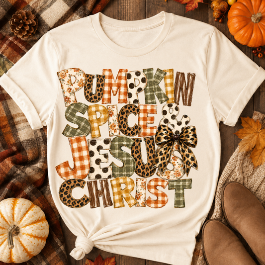 Pumpkin Spice & Jesus Christ DTF Transfer for fabrics