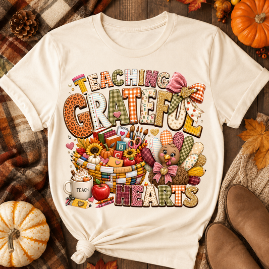Teaching Grateful Hearts Turkey DTF Transfer for fabrics