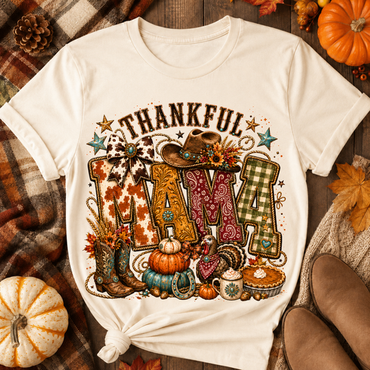 Thankful Mama Western Thanksgiving DTF Transfer for fabrics