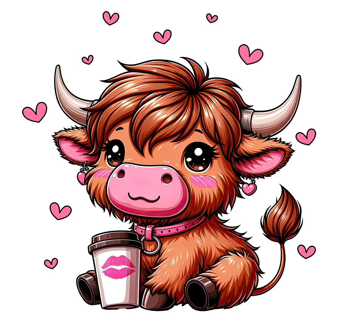 Highland Cow Hearts UV 3.5 inch Decal