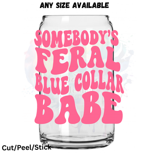 Blue collar babe pink Decal  UV DTF Decal