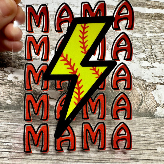 Softball Mama 4 x 3 inches UV DTF Decal