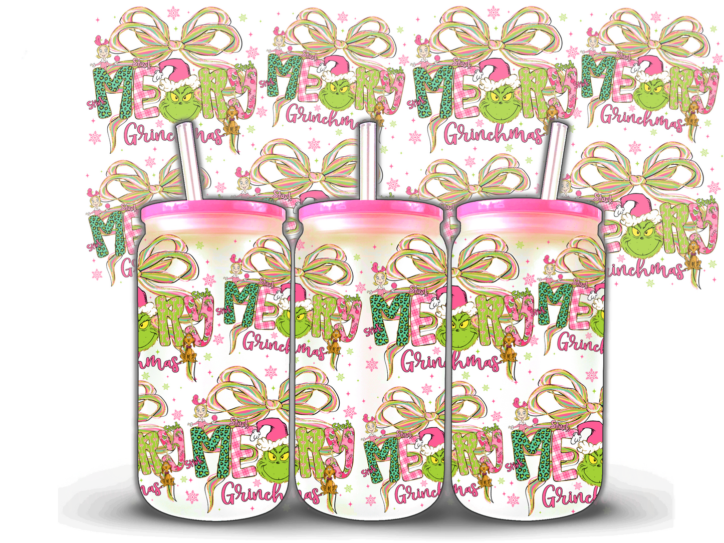 Merry Grinchmas 3 16 oz UV DTF Wrap