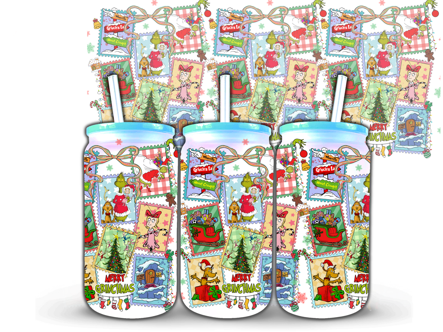 Merry Grinchmas Tree 16 oz UV DTF Wrap