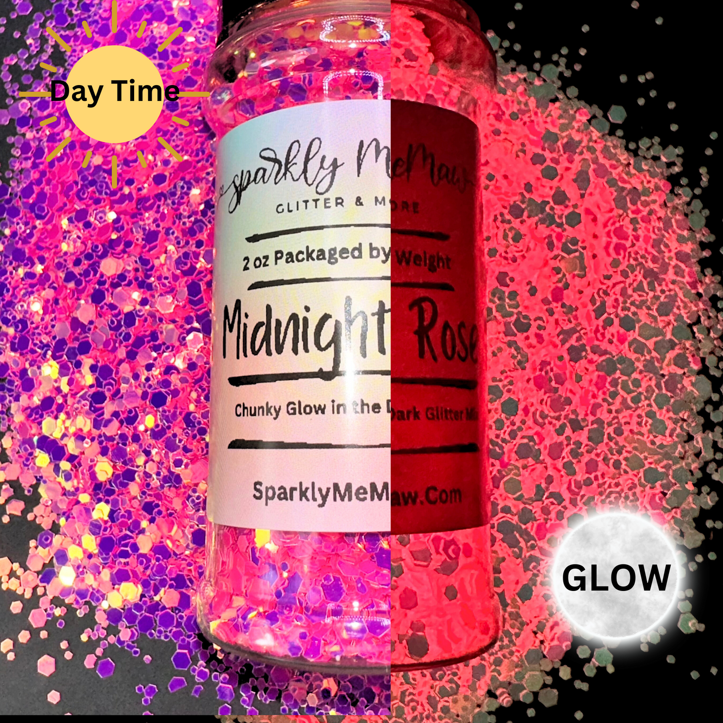 Midnight Rose Chunky Glow in the Dark Glitter Mix