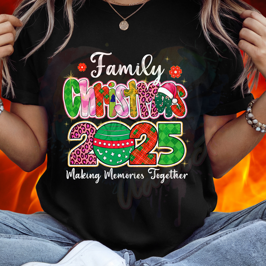 Family Christmas 2025 Ready to Press DTF Transfer (Fabrics only)