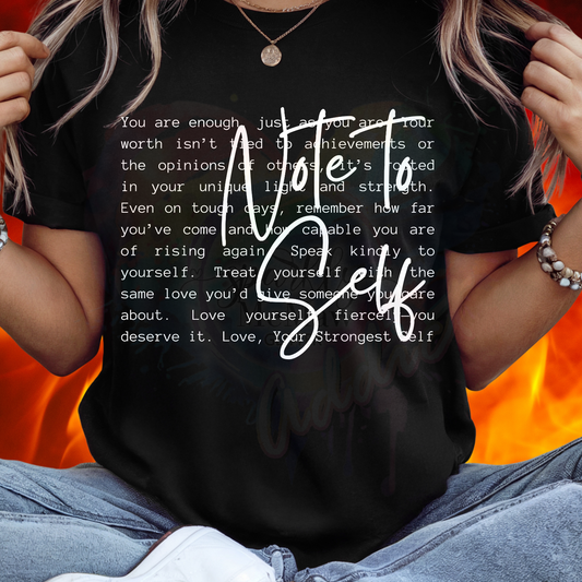 Note to Self White Ready to Press DTF Transfer (Fabrics only)