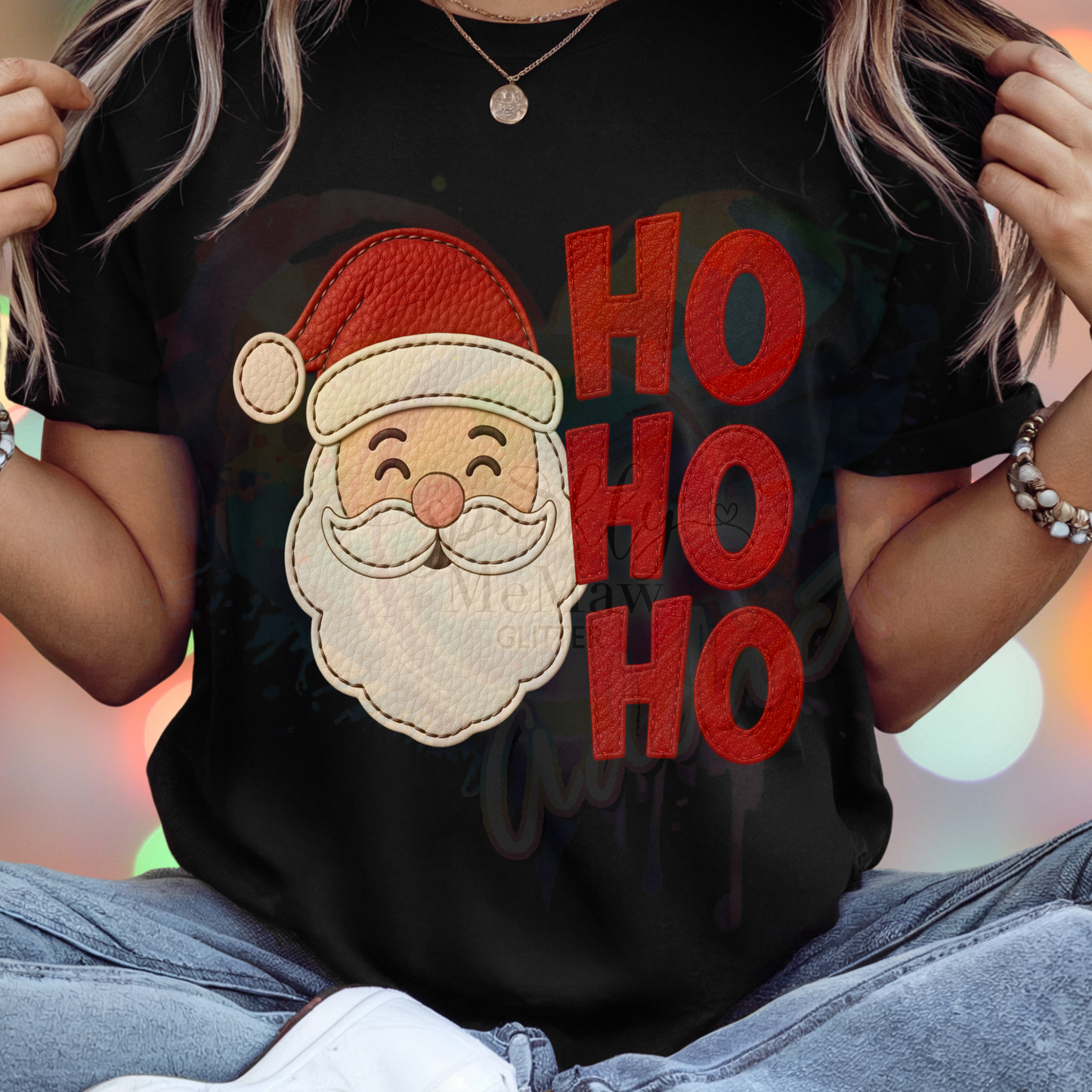 Leather Ho Ho Ho  Ready to Press DTF Transfer (Fabrics only)