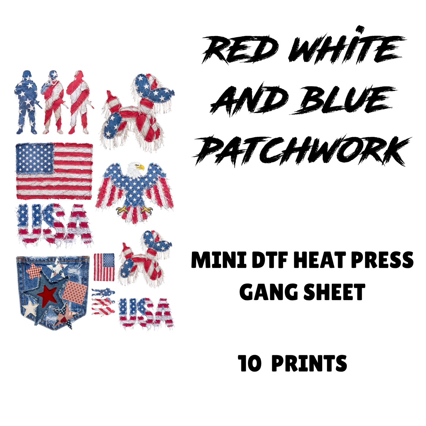 PATCHWORK 4TH OF JULY MINI DTF (FOR FABRICS) GANG SHEET