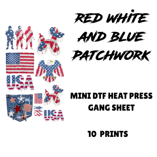 PATCHWORK 4TH OF JULY MINI DTF (FOR FABRICS) GANG SHEET