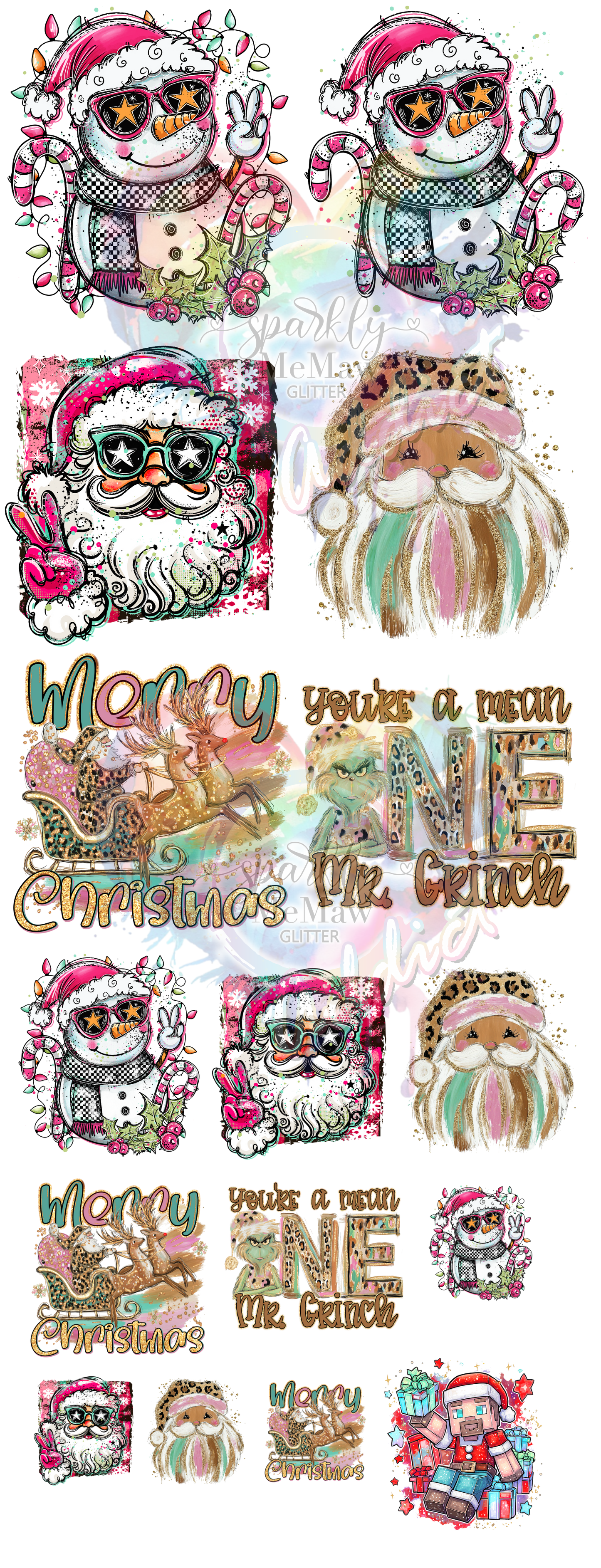 Preppy Christmas 1 (For Fabrics Only) Gang Sheet 23x60  inches