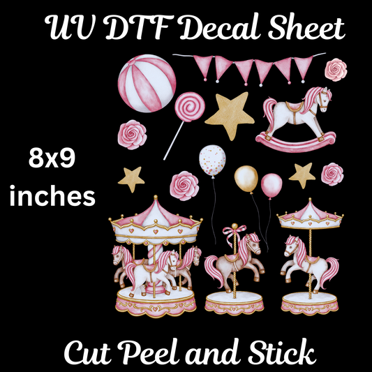 Ponies UV DTF Decal Sheet 8x9 inches