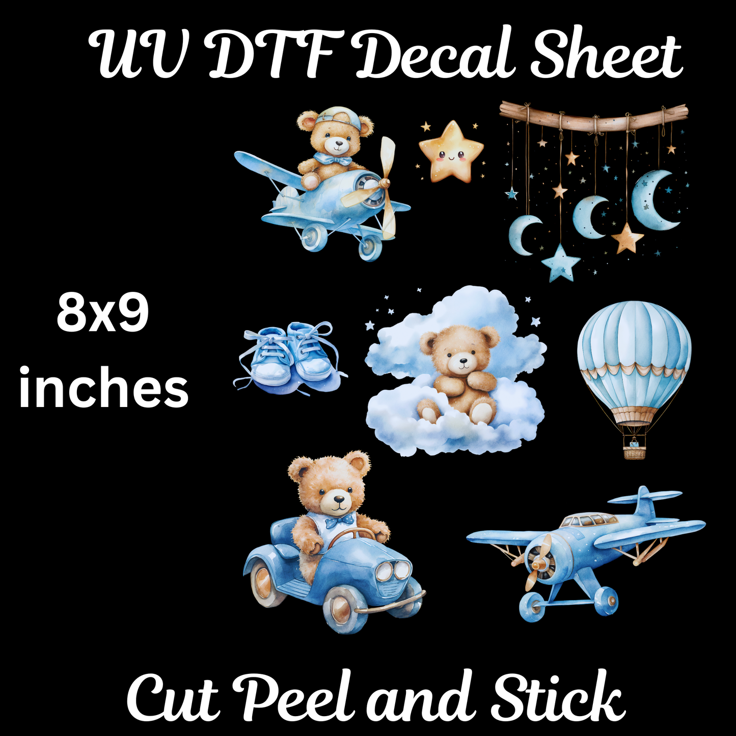 Baby Boy UV DTF Decal Sheet 8x9 inches