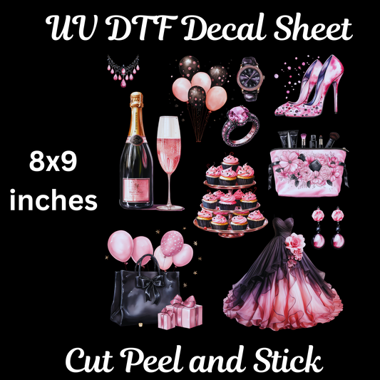 Time to Celebrate UV DTF Decal Sheet 8x9 inches