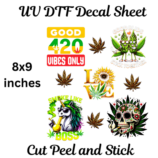 Good 420 Vibes UV DTF Decal Sheet 8x9 inches