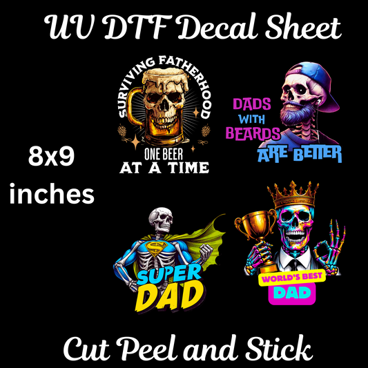 Dads with Beards UV DTF Decal Sheet 8x9 inches